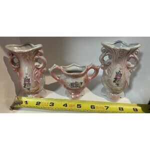 Vintage 3 Pieces Miniature Lustre Vases